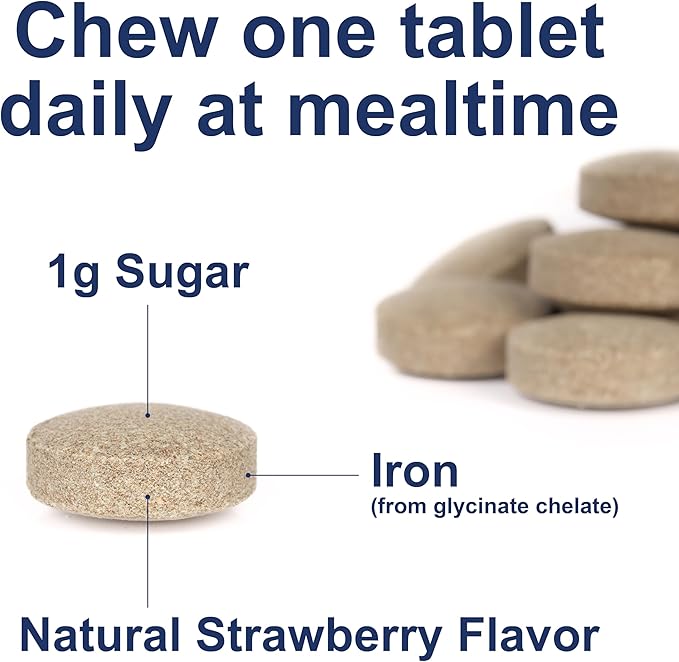 Carlson - Kid's Chewable Iron, 15 mg, Superior Absorption, Blood Health, Energy Production & Optimal Wellness, Natural Strawberry Flavor, 60 Tablets