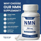 2 Bottles NMN 500mg Supplement Easily Absorbed Nicotinamide Mononucleotide form,a Precursor and NR Supplement Alternative that Supports Healthy Aging and Energy Metabolism | Non-GMO,120 vegan Capsules