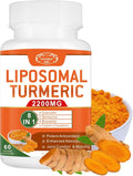 2200mg Liposomal Turmeric Curcumin Supplement with Black Pepper & Ginger Enhanced Absorption - 95% Curcumin Extract for Joint Support 60 Capsules