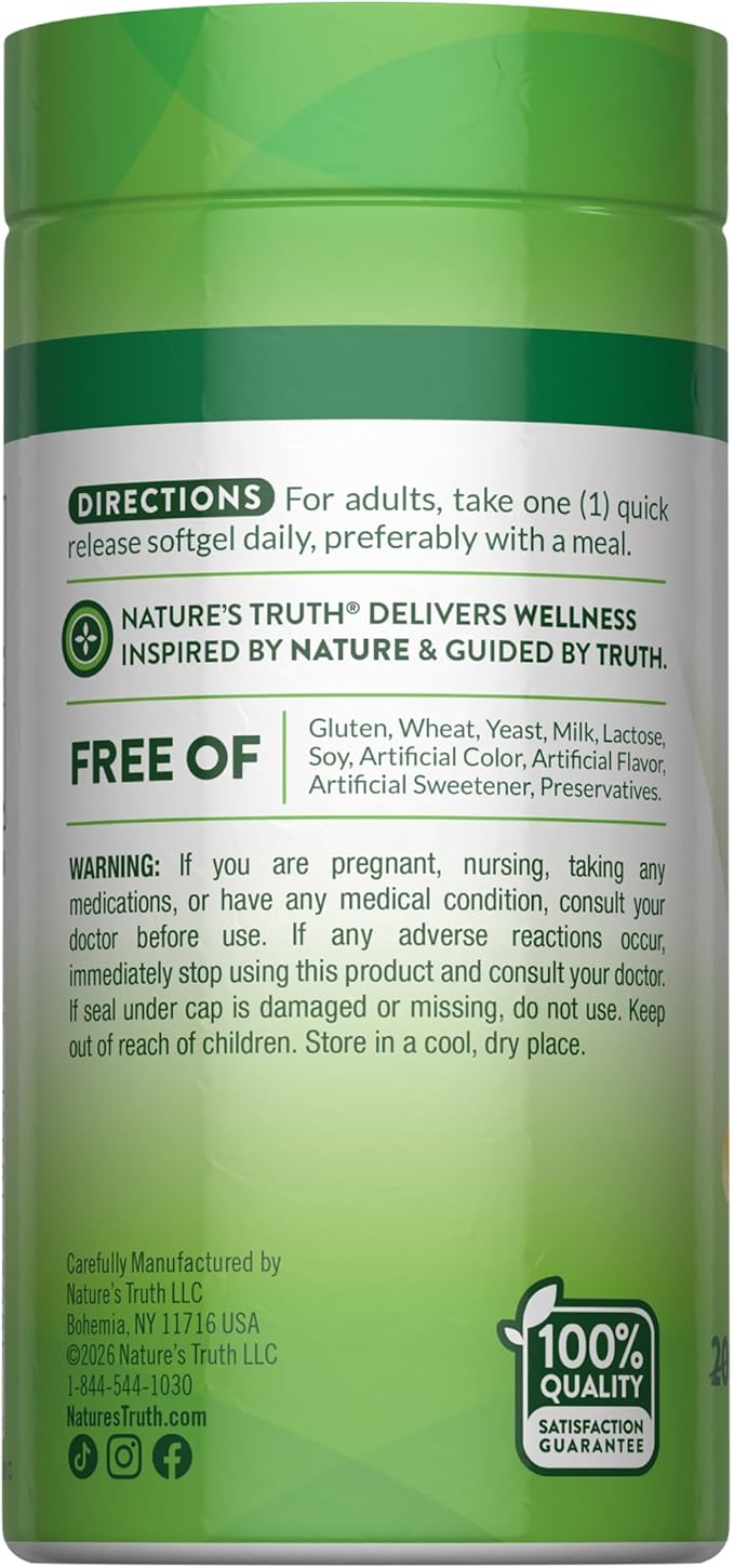 Nature's Truth D3 1000 IU | 250 Softgels | Essential Vitamin D | Non-GMO & Gluten Free Supplement