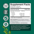 Pancreatin Digestive Enzymes for Digestive Health-Pancreatic Enzymes for Humans with Fat Carb & Protein Digestive Enzymes for Women and Men - Protease Amylase & Lipase Enzymes for Digestion 60ct (2pk)