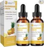 M inch Magnesium Glycinate Liquid, High Absorption Magnesium Liquid Drops with Cellulose Fiber, Bromelain, Vitamin B6, C, D, Zinc, Magnesium Supplement for Kids and Adults, Pineapple Flavor, 2 Pack