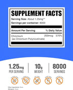 BulkSupplements.com Chromium GTF Powder - Chromium Polynicotinate - Gluten Free & Yeast Free, 1.25mg per Serving (200mcg), 10g (0.35 oz) (Pack of 1)