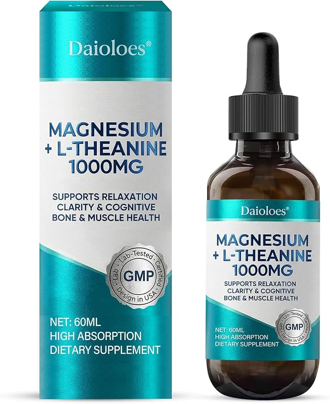 Magnesium L-Threonate Liquid Drops, Triple Calm Magnesium Threonate w. Apigenin, Theanine, Lemon Balm for Relaxation Sleep, High Absorption for Brain Health & Cognitive Support, 2.0 Fl Oz