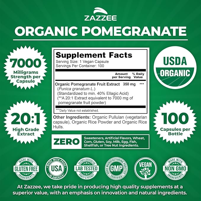Zazzee Ultimate Anti Aging Antioxidant Bundle | USDA Organic Pomegranate with Polyphenol Rich Blueberry and Super Concentrated Grape Seed Extract Capsules | Non-GMO Vegan & ISO Lab Tested