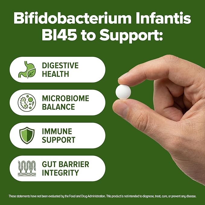 Bifidobacterium Infantis Probiotic 240 Tablets (4 Month Supply) – Researched Strain BI45 – 3 Billion CFU – Gut Barrier & Digestive Health Support – GMP Certified (240, Bifidobacterium Infantis)
