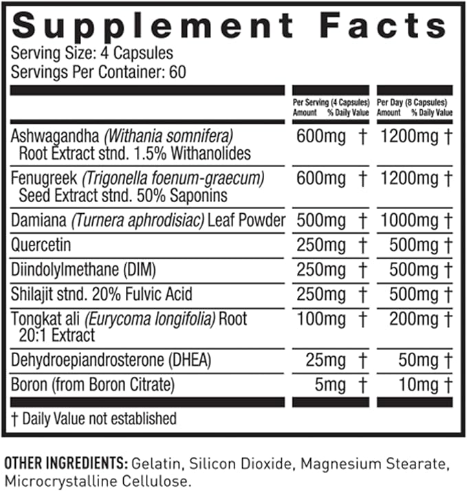 Alpha JYM X Advanced Testosterone Booster - Vitality, Optimization, DHEA, Ashwagandha, Boron, Shilajit, Fenugreek, Eurycoma, Damiana, Quercetin, DIM, JYM Supplemental Science (240 Capsules)