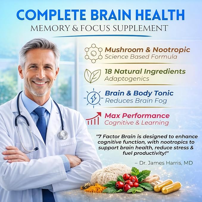 Brain Supplements for Memory & Focus - Nootropic Brain Health - Cognitive Performance, Clarity, Energy, Mental Vigor, Shilajit - Alpha Choline, Lion's Mane, Bacopa, 18 Premium Ingredients