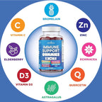NEW AGE 8 in 1 Immune Support Booster Supplement with Astragalus Root, Vitamin C and Zinc 50mg, Vitamin D 5000 IU, Quercetin & Bromelain (8 in 1 Gummies (Pack of 3))