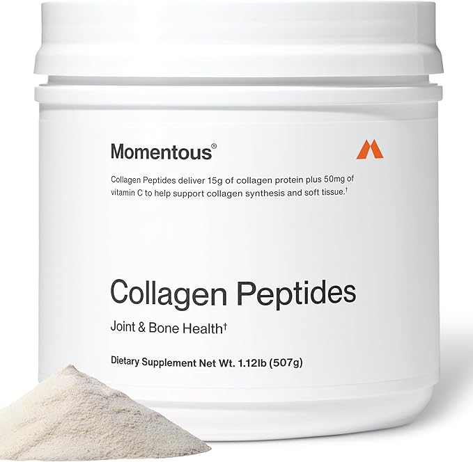 Momentous Grass-Fed Collagen Peptides Powder - Collagen Protein Powder with Fortigel & Vitamin C for Hair, Skin, Nails, & Joint Health Support - NSF Certified for Sport - Packaging May Vary