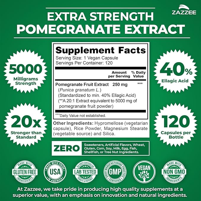 Zazzee Ultimate Anti Aging Antioxidant Bundle | Polyphenol Rich 10:1 Blueberry Extract and Super Concentrated Grape Seed with 20:1 Extra Strength Pomegranate Extract | Non-GMO Vegan & ISO Lab Tested