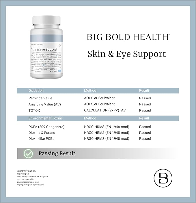 BIG BOLD HEALTH Skin & Eye Support - Omega-3 Complex with Alaskan Salmon Oil, DHA, Astaxanthin & Lutein for Healthy Eyes & Skin - 60 Softgels