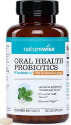 NatureWise Oral Probiotics for Mouth Bad Breath-Chewable Sugar-Free Mint-Lactobacillus reuteri Chewable-Oral Probiotics for Kids&Adults-Non-GMO USA Manufactured-[60-Day Supply],60 Count (Pack of 2)