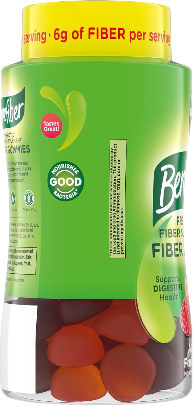 Benefiber Prebiotic GLP-1 Friendly Fiber Supplement Gummies for Digestive Health, Assorted Fruit Flavor - 81 Count