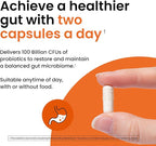Ombre Healthy Gut Probiotics for Digestive Health 100 Billion CFU - Prebiotics and Probiotics for Women & Men with Lactobacillus Acidophilus & Digestive Enzymes, Gut Health Support, Vegan, 30 Servings