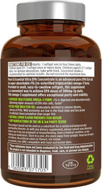 Igennus Ultra Pure Omega-3 EPA 500mg, Highly Concentrated IFOS Certified Wild Fish Oil, Advanced rTG Triglyceride Form, Non-GMO, 180 Small Softgels