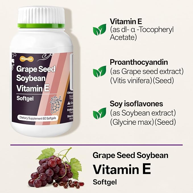 Grape Seed Extract Capsules | High in Antioxidants OPCs & Polyphenols, Immune Defense & Fights Free Radical Damage