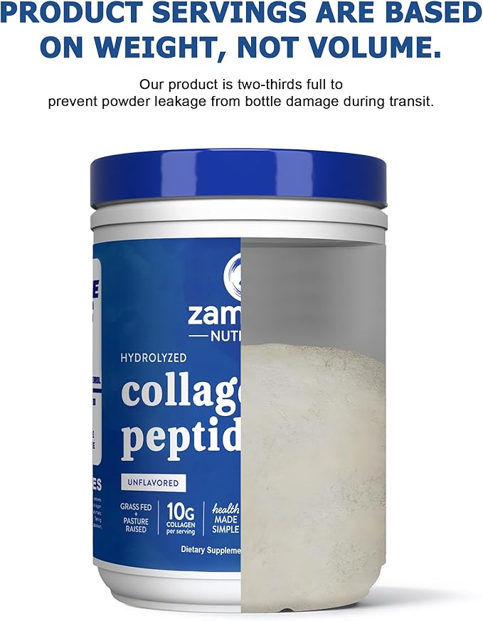 Zammex Premium Collagen Peptides Powder, Hydrolyzed Collagen Peptide, Support for Hair Skin Nails, Joints Health, Grass Fed, Non-GMO, Keto Friendly, Gluten-Free, Easy to Digest, 30 Servings