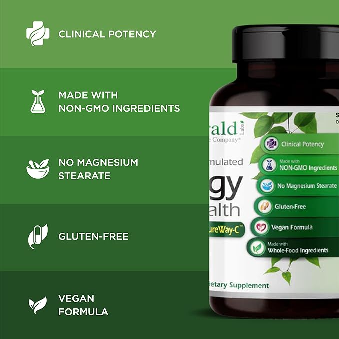 EMERALD LABS Allergy Health - Natural Allergy Support with Quercetin Phytosome, Bromelain, Vitamin C as PureWay-C & More * - Vegan & Gluten-Free - 90 Vegetable Capsules (30-Day Supply)