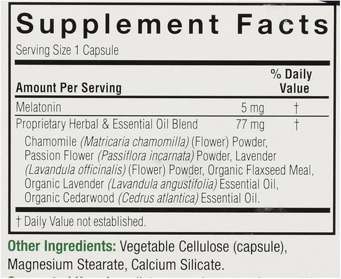 Nature's Answer Melatonin+, 60 Count Capsules Promotes Restful Sleep | Melatonin plus Essential oils Lavender Calms and Relaxes