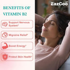 Vitamin B2 Gummies - Riboflavin 400mg Supplement with Magnesium for Adults, B2 Gummies for Migraine Relief* & Nervous System Support* - Vegan, Sugar-Free, Raspberry-Lemon Flavor, 60 Count