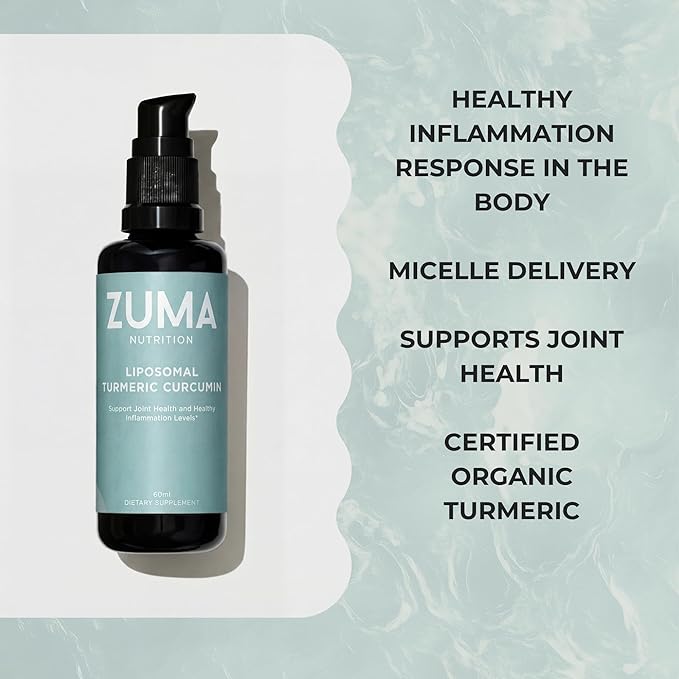 Zuma Nutrition Liposomal Turmeric Curcumin Drops, Vegan Natural Liquid Tonic with Black Pepper Extract for Joint, & Liver Health Support, Herbal Supplement for Men & Women, 60 ML Bottle