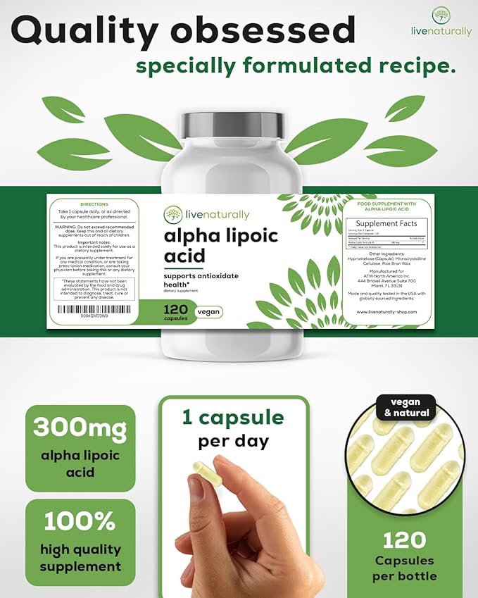 Alpha Lipoic Acid 600mg [120 Capsules] Premium antioxidant ala Supplement – Acido alfa lipoico - Made in USA