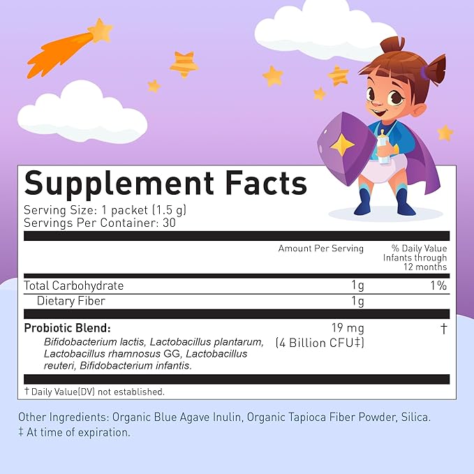 LOVEBUG Award Winning USDA Organic Probiotic for Babies | Multi-Strain 4 Billion CFU | Easy-to-Take Powder | Sugar Free | Ages 6-12 Months | 30 Packets