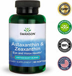 Swanson Astaxanthin & Zeaxanthin Eye Health Supplement for Screen-Heavy Professionals with 4 mg Astaxanthin & 4 mg OmniXan Zeaxanthin (60 Softgels, 2 Pack)