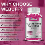 Glutathione Gummies with Collagen 500mg Vitamin C & B6 Skin Glow Hair & Nail Support Anti-Aging Antioxidant Sugar-Free Non-GMO Strawberry Flavor 60 Gummies (60 Count (Pack of 2))
