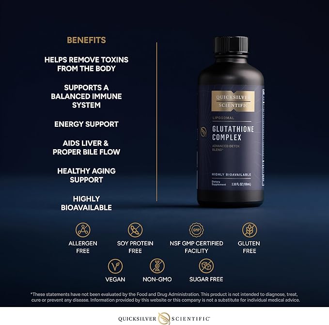 Quicksilver Scientific Glutathione Complex - Superior Absorption Antioxidant Supplement with Liquid Glutathione & Milk Thistle - Vitamin B Complex - Supplement for Daily Use (3.38 fl oz)