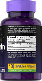 Carlyle Melatonin 1 mg | 220 Fast Dissolve Tablets | Low Dose | Vegetarian, Non-GMO, Gluten Free