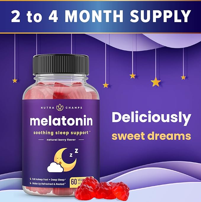 Melatonin Gummies for Kids & Adults | Natural Sleep Aid Drug-Free, Vegan Berry Flavor Kids Melatonin Gummy Supplement | 2.5mg, 5mg or 10mg Dose | Sleeping Pills Substitute 60 Gummies (Pack of 2)