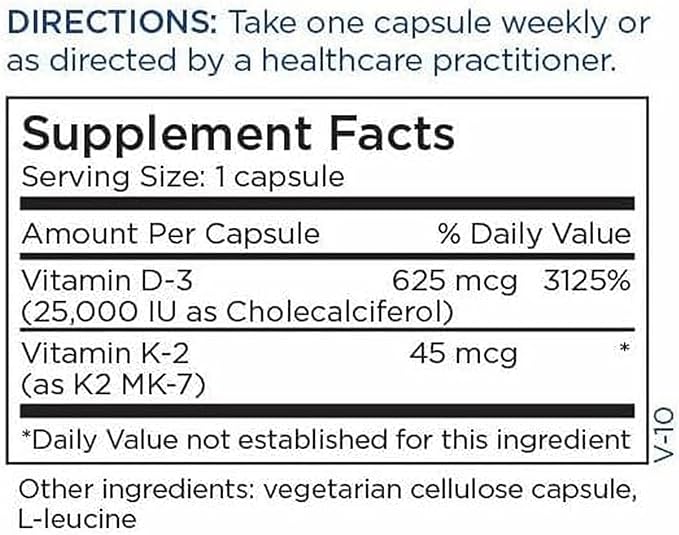 Metabolic Maintenance Vitamin D3 25000 IU with Vitamin K2 MK-7 - Delivers 625 mcg Vitamin D3 - Supports Bone Strength, Immune Balance & Healthy Mindset - 90 Servings - 90 Capsules