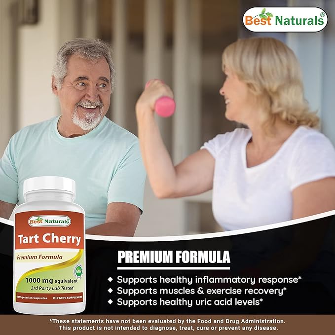 Tart Cherry Extract 1000 mg & Turmeric Curcumin 1500mg/Serving with Bioperine