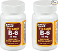 Rugby Vitamin B-6 Tablets - 25mg of Vitamin B6 - Dietary Supplement - 100 Count (2 Pack)