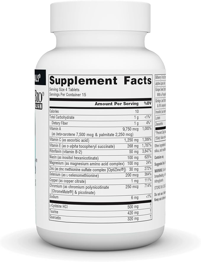 Source Naturals Visual Eyes Dietary Supplement - Multi-Nutrient Complex with Bilberry Extract, Lipoic Acid and Lutein - 60 Tablets