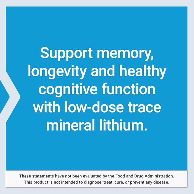 Life Extension Lithium, 1000 mcg – Lithium Orotate – Helps Maintain Cognitive Function & Memory – Low-Dose Formula – Non-GMO, Gluten-Free, Vegetarian – 100 Capsules