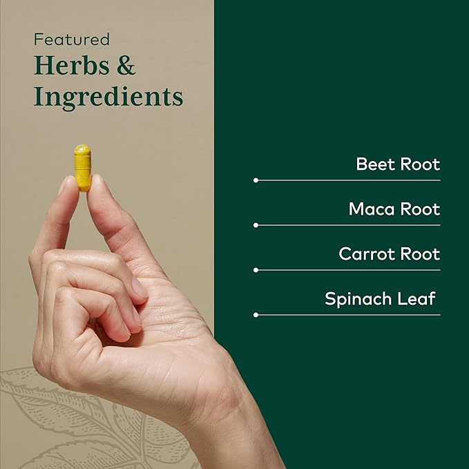 GAIA HERBS PRO Fermented Beet & Maca - Healthy Energy & Circulation Support Supplement* - Kidney Health Supplement with Beet & Carrot Root - Vegan, Gluten-Free, Soy-Free - 60 Capsules (30 Servings)