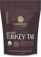 Sunwarrior Organic Turkey Tail Mushroom Powder | Turkey Mushroom Immune Support | Microbiome Gut Health Support | 50 Servings 100g Pouch | Be Well