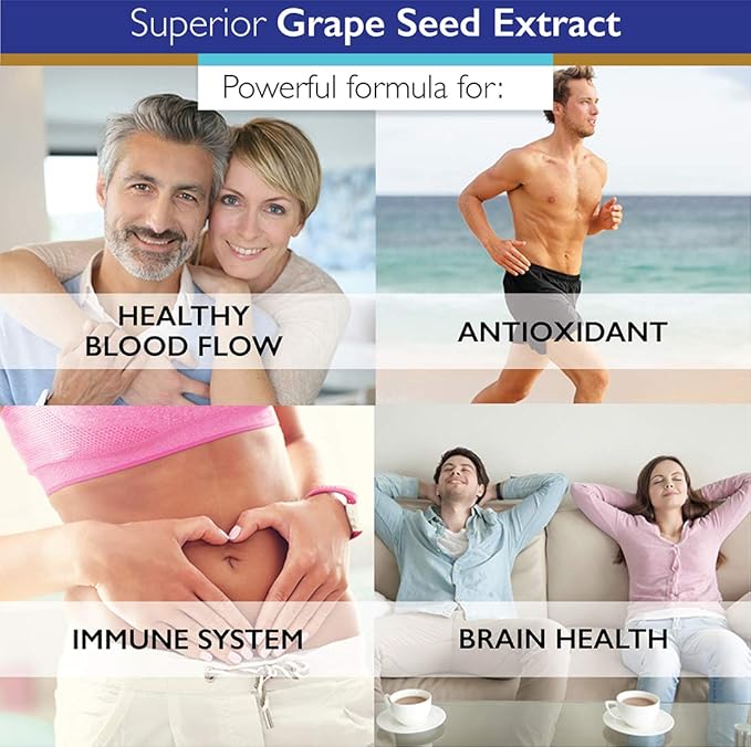 Superior Labs Grape Seed Extract, 400mg, 120 Vegetable Capsules, 95% Polyphenols, High Antioxidant Content, Healthy Blood Flow, Supports Immune System and Brain Health