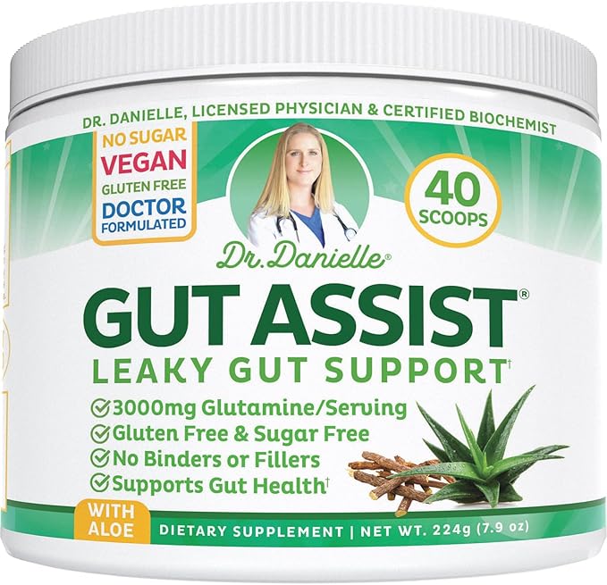 Leaky Gut Support Powder | L-Glutamine Gut Lining Digestive Drink Mix | Gluten-Free Doctor Crafted Botanical Formula | Gut Assist by Dr. Danielle