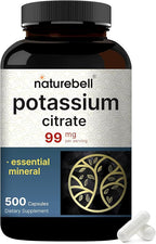 Potassium Citrate Supplement 99mg, 500 Capsules | Chelated Mineral Supplements – Essential Mineral Electrolyte – Non-GMO, Gluten Free