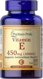 Puritan's Pride Vitamin E 450 Mg, Supports Immune Function, 100 Count