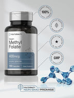 Horbäach Methyl Folate 400 mcg | 150 Vegan Capsules | Non-GMO, Gluten Free | Dietary Supplement