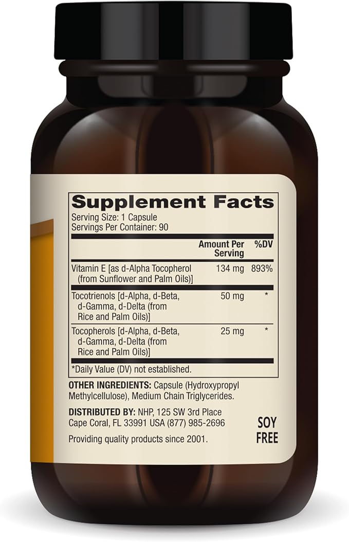 Dr. Mercola Vitamin E, 90 Servings (90 Capsules), 134 mg Per Capsule, Dietary Supplement, Supports Healthy Skin, Non-GMO