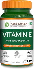 Pure Nutrition Vitamin E with Wheatgerm Oil, 1020mg |120 Caps | Natural Source of Vitamin E | Hair and Skin Supplement | Non GMO