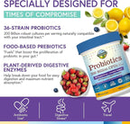 Terranics Daily Probiotics for Men & Women, 200 Billion 36 Strains Immediate Restore Probiotics, with Prebiotics & Enzymes, Delayed Release, Shelf Stable, 60 Veggie Caps