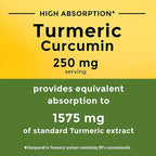 Nature Made High Absorption Turmeric Curcumin Supplement Capsules, Turmeric Supplement, Muscle and Joint Support, 30 Capsules, 30 Day Supply