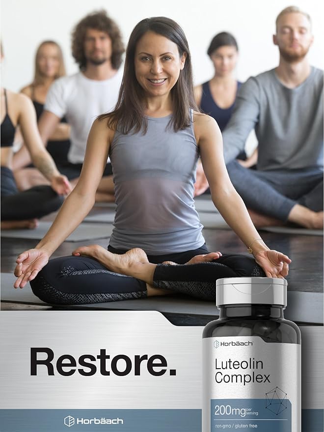 Horbäach Luteolin Supplement | 200mg | 50 Capsules | Complex with Rutin | Vegetarian, Non-GMO & Gluten Free